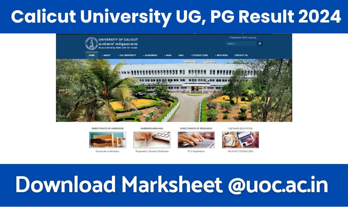 Calicut University UG, PG Result 2024: @uoc.ac.in Download Marksheet